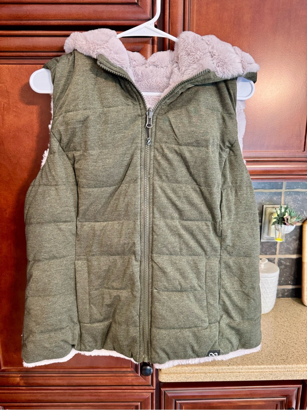 Reversible Hooded Quilted Vest with Plush Faux-Fur Lining